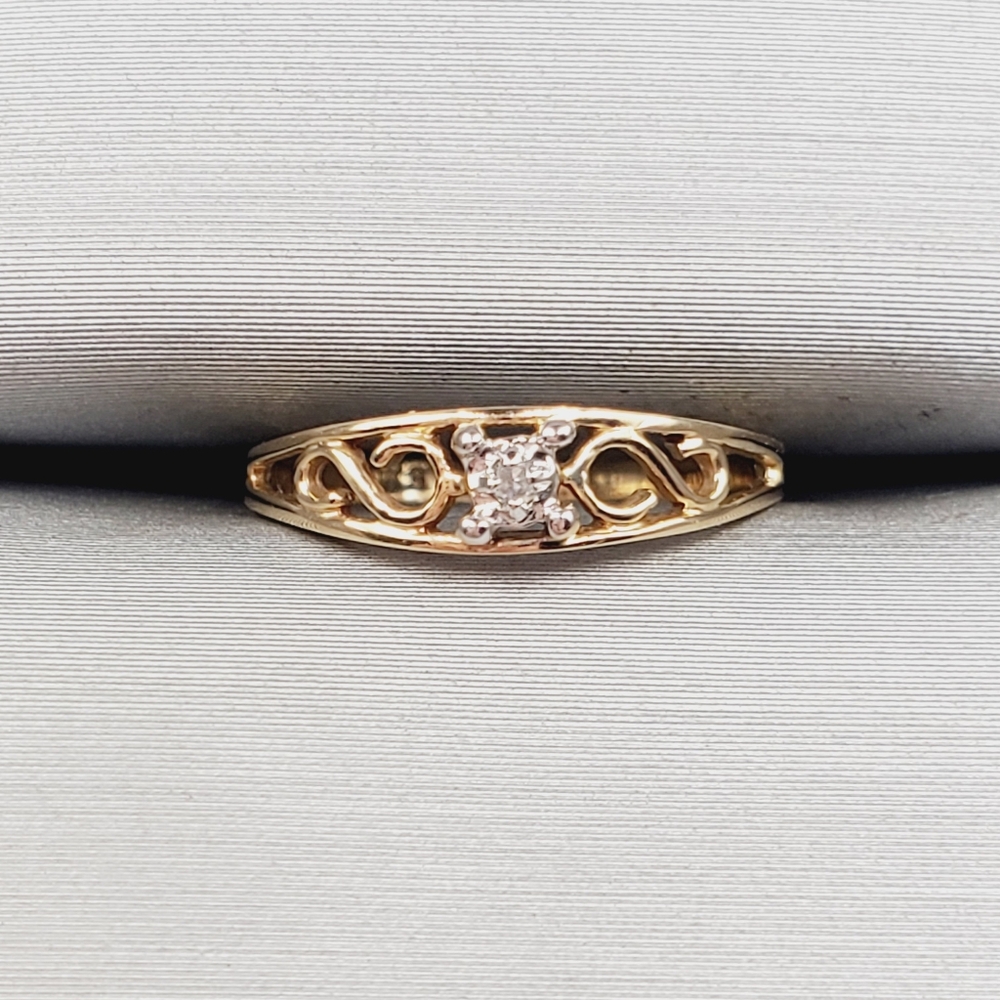 10k Solid Yellow Gold & Genuine Diamond Tiny Baby - Knuckle Ring